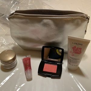 Lancôme lip gloss,moisturizer,cleanser, blush set